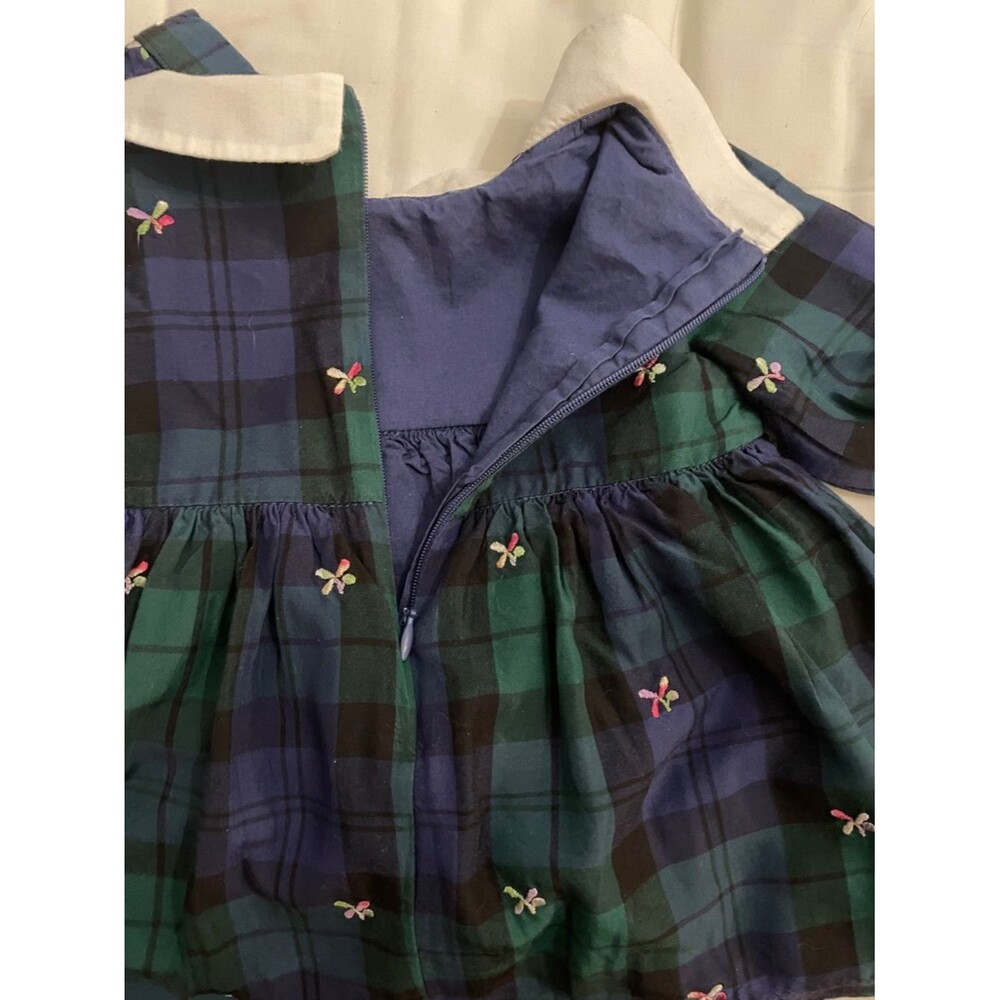 GAP Sarah Jessica Parker SJP Plaid Dragonfly Embroidered Dress 12-18M Peter Pan - Picture 4 of 11